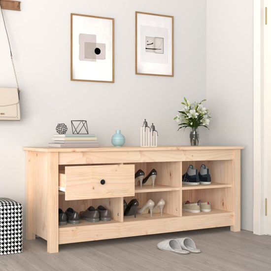 Carlsbad Pinewood Shoe Storage Bench In Natural