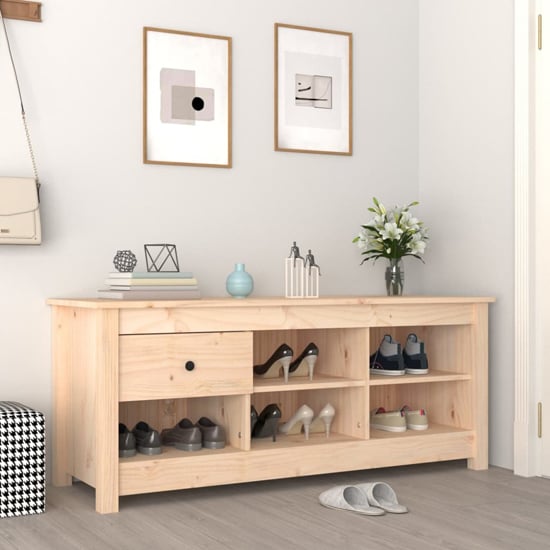 Product photograph of Carlsbad Pinewood Shoe Storage Bench In Natural from Furniture in Fashion