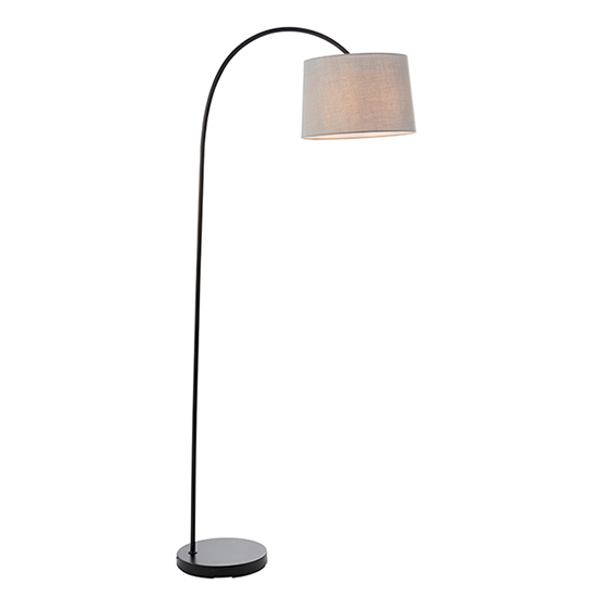 Photo of Carlson light grey cotton shade floor lamp in matt black