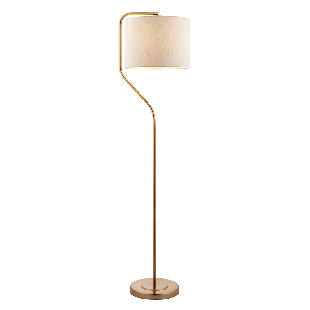 Carlton Fabric Floor Lamp In Brushed Aged Brass