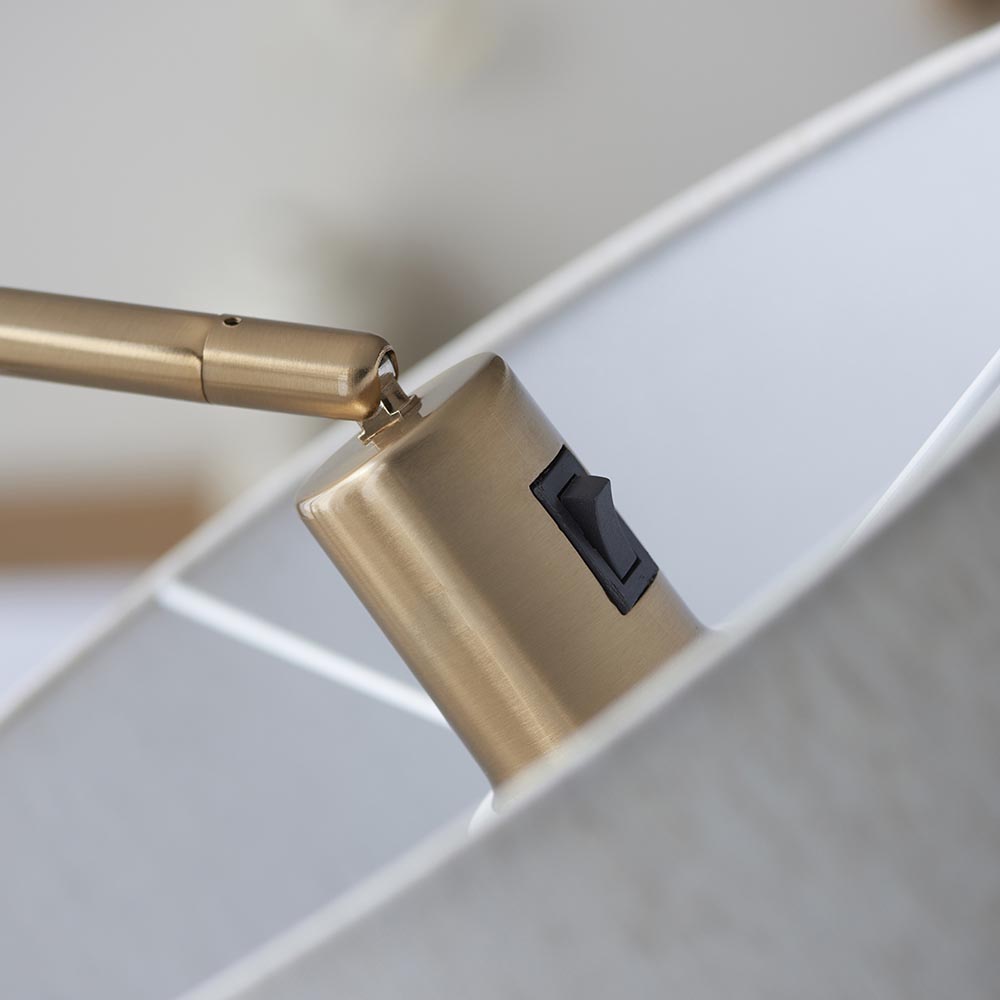 Carlton Fabric Floor Lamp In Brushed Aged Brass