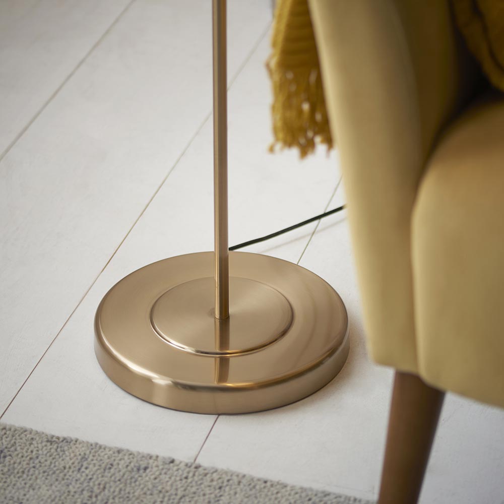 Carlton Fabric Floor Lamp In Brushed Aged Brass