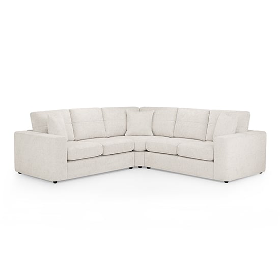 Carlton Fabric Large Corner Sofa In Cream With Wooden Feets