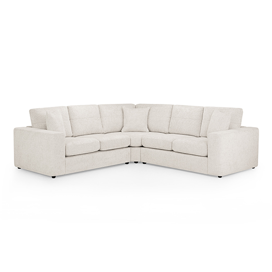 Carlton Fabric Large Corner Sofa In Cream With Wooden Feets