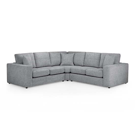 Carlton Fabric Large Corner Sofa In Grey With Wooden Feets