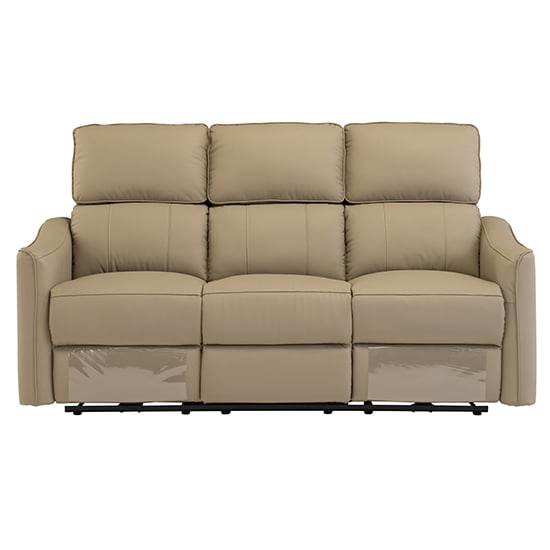 Carlton Faux Leather Electric Recliner 3 Seater Sofa In Taupe