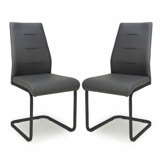 Photo of Carlton graphite grey leather effect dining chairs in pair