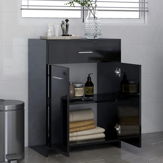 Carlton High Gloss Bathroom With 2 Doors In Black Furniture in Fashion