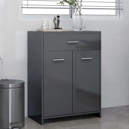 Read more about Carlton high gloss bathroom cabinet with 2 doors in grey