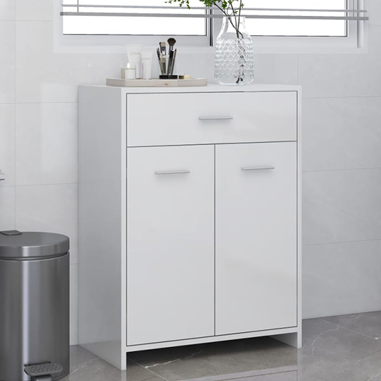 Carlton High Gloss Bathroom Cabinet With 2 Doors In White