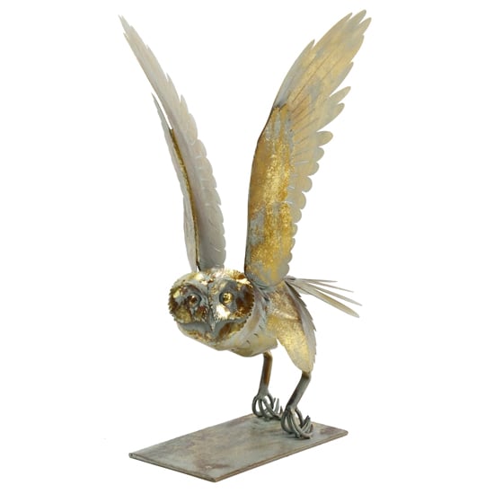 Carlton Iron Owl Sculpture In Rustic gold