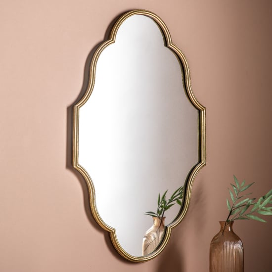 Read more about Carlton portrait wall mirror in gold iron frame