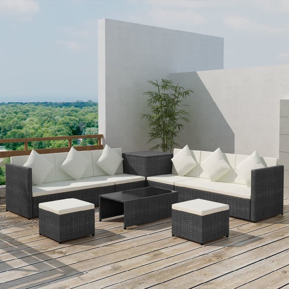 Product photograph of Carlton Rattan Garden Lounger Set With Cushions In Cream Black from Furniture in Fashion