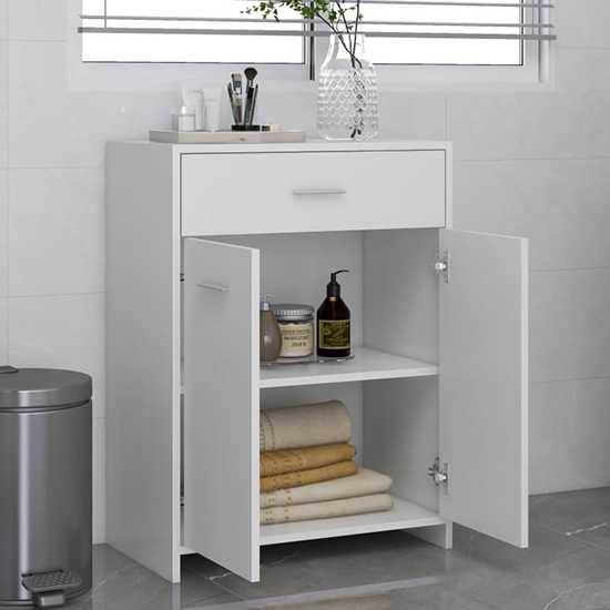 Carlton Wooden Bathroom Cabinet With 2 Doors 1 Drawer In White