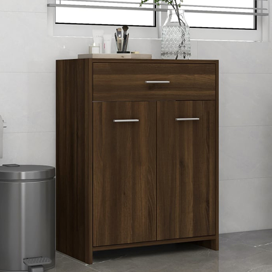 Read more about Carlton wooden bathroom cabinet with 2 doors in brown oak