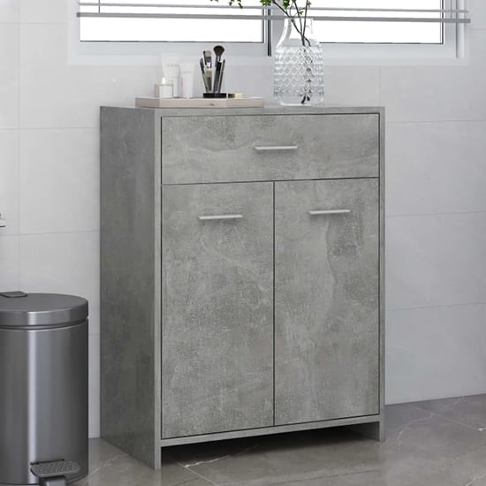 Photo of Carlton wooden bathroom cabinet with 2 doors in concrete effect