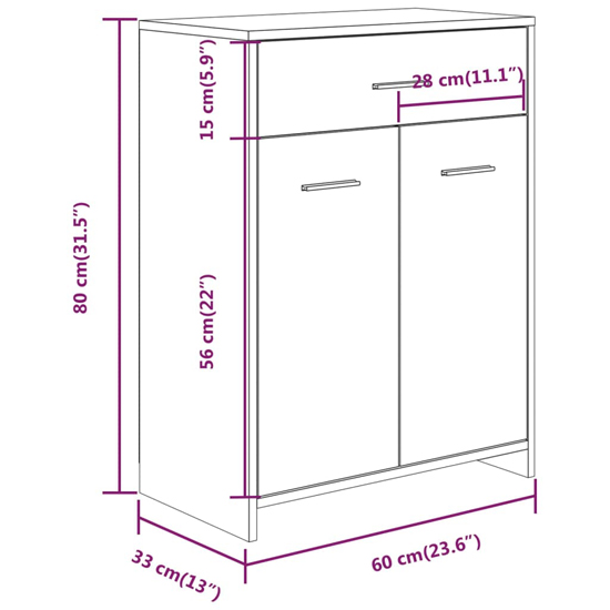 Carlton Wooden Bathroom Cabinet With 2 Doors In Grey Sonoma Oak