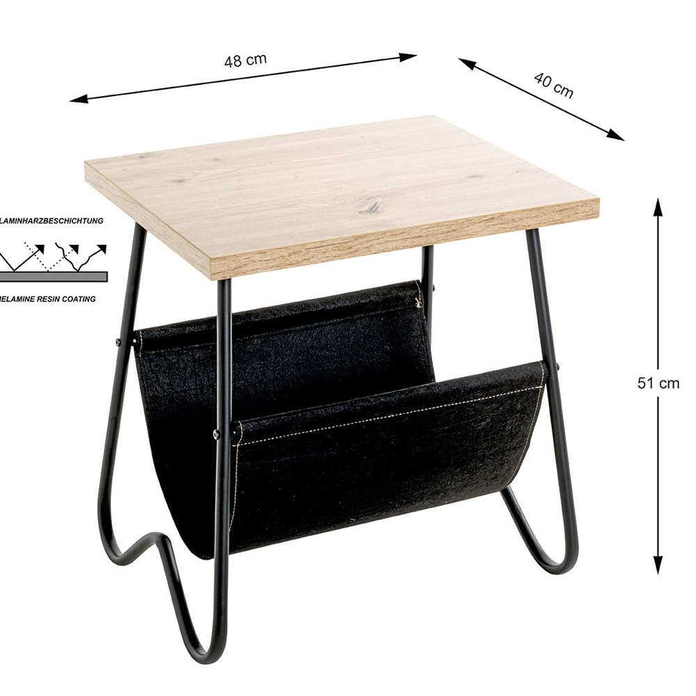 Carlton Wooden End Table With Magazine Rack In Oak