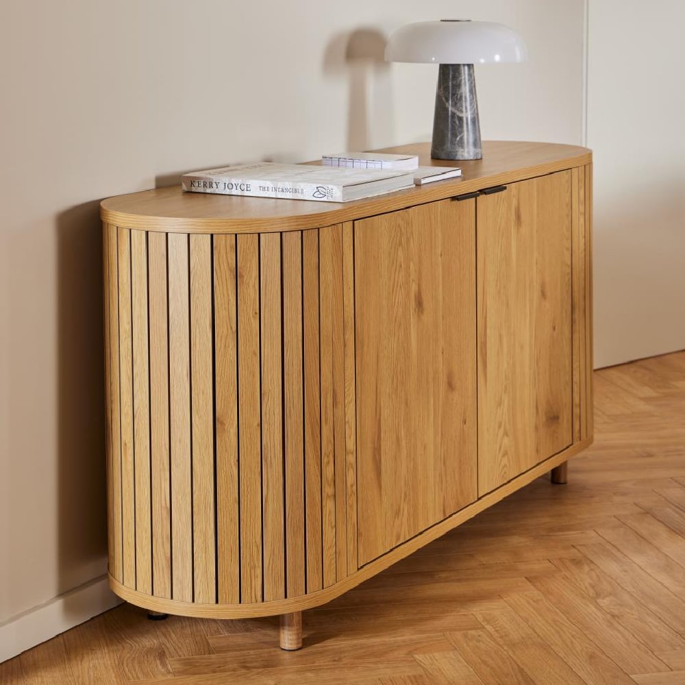 Product photograph of Carlton Wooden Storage Cabinet With 2 Doors In Matt Oak from Furniture in Fashion