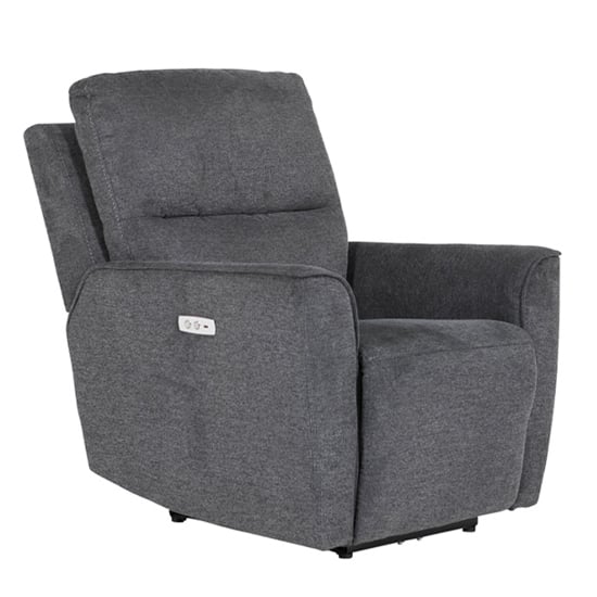 Carly Electric Recliner Chenille Fabric 1 Seater Sofa In Charcoal