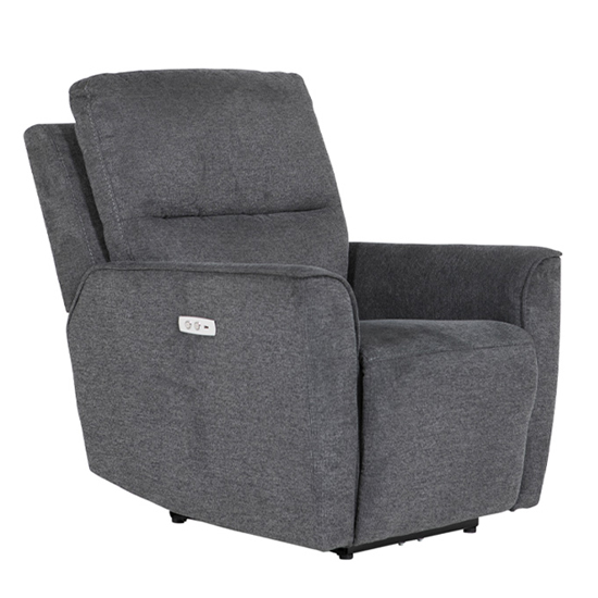 Carly Electric Recliner Chenille Fabric 1 Seater Sofa In Charcoal thumbnail