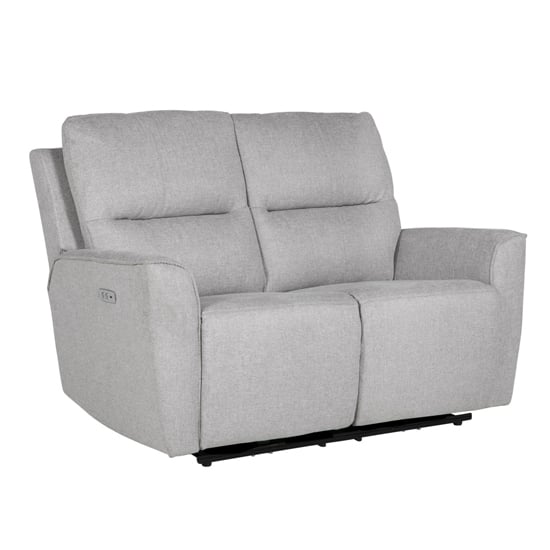 Carly Electric Recliner Chenille Fabric 2 Seater Sofa In Natural