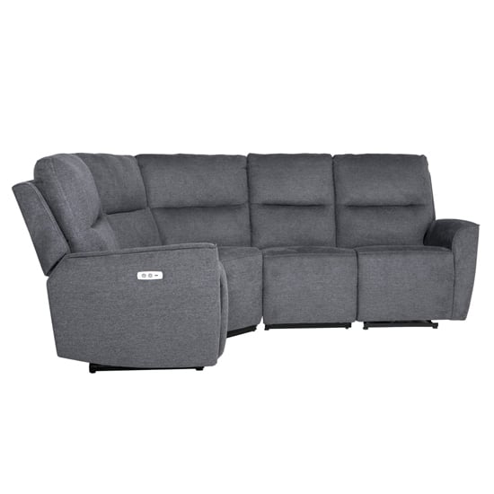 Carly Electric Recliner Chenille Fabric Corner Sofa In Charcoal