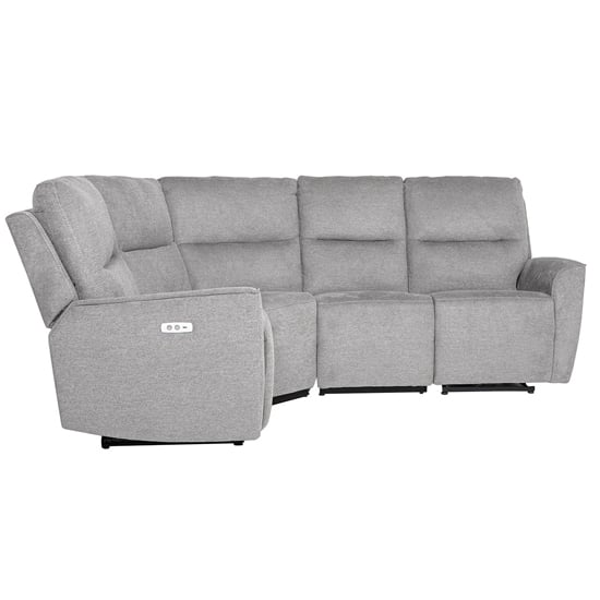 Product photograph of Carly Electric Recliner Chenille Fabric Corner Sofa In Natural from Furniture in Fashion
