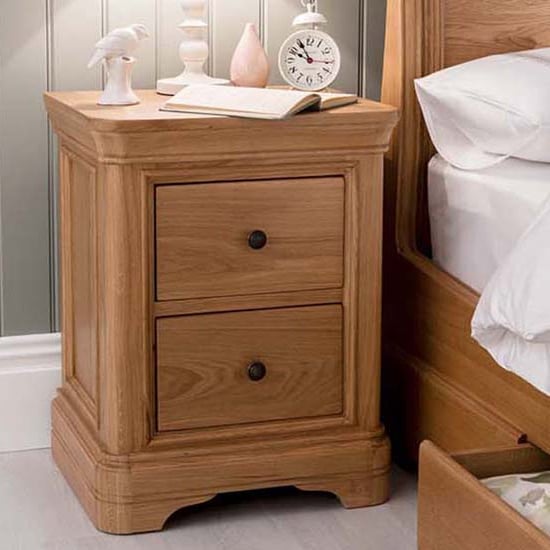 Photo of Carman wooden bedside cabinet with 2 drawers in natural