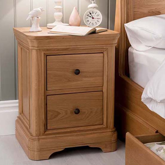 Carman Wooden Bedside Cabinet With 2 Drawers In Natural thumbnail