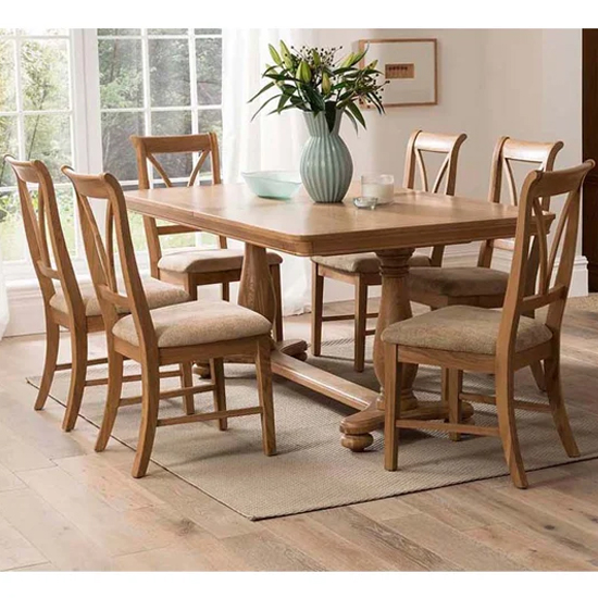 Carman Wooden Extending Dining Table With 6 Chairs Furniture in Fashion