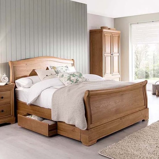 Carman Wooden King Size Bed In Natural