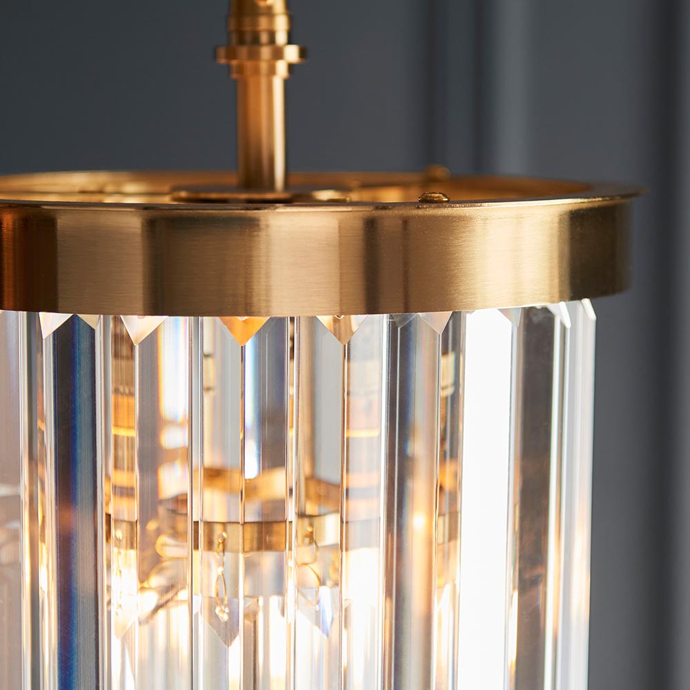 Carmel 1 Light Glass Pendant Light In Brushed Aged Brass