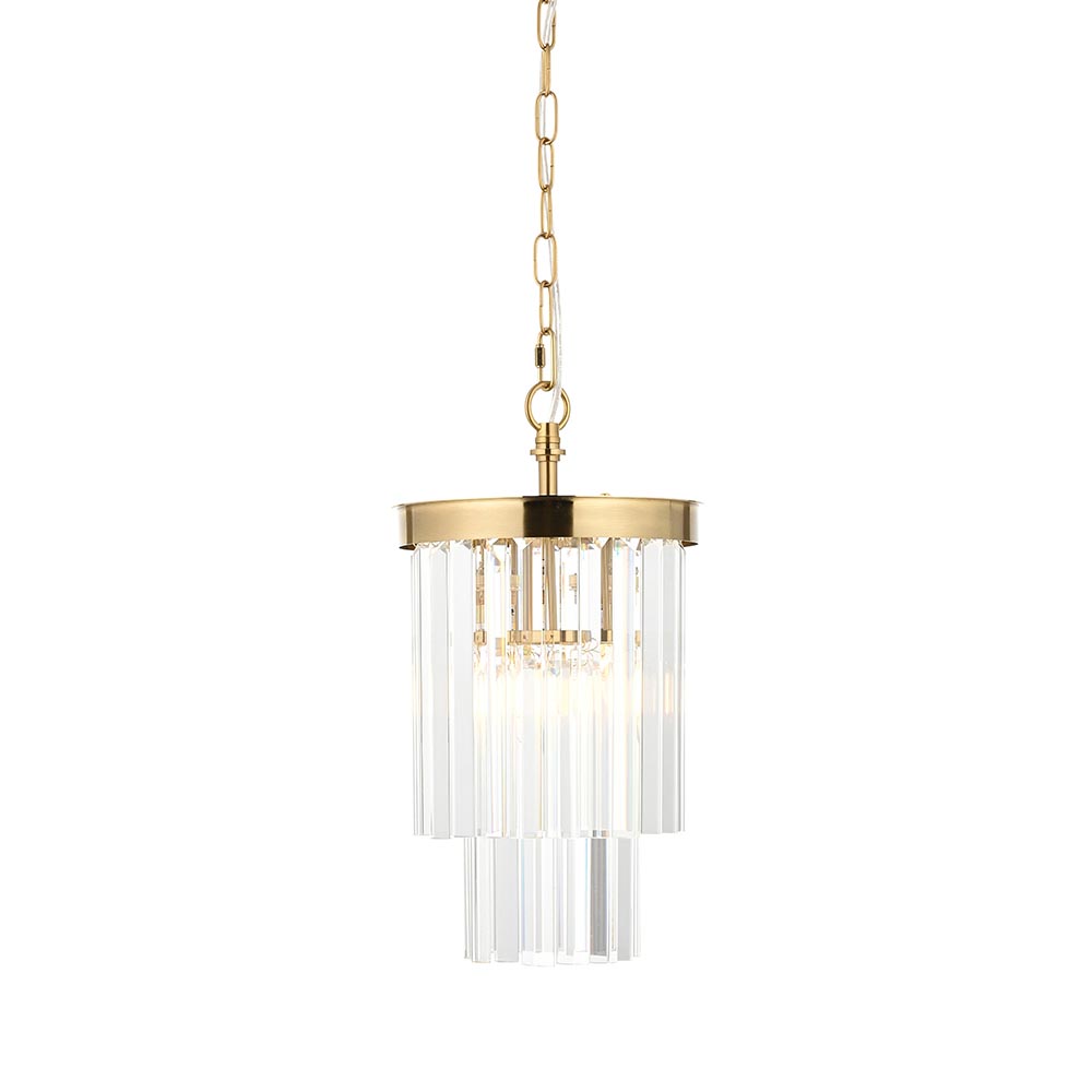 Carmel 1 Light Glass Pendant Light In Brushed Aged Brass