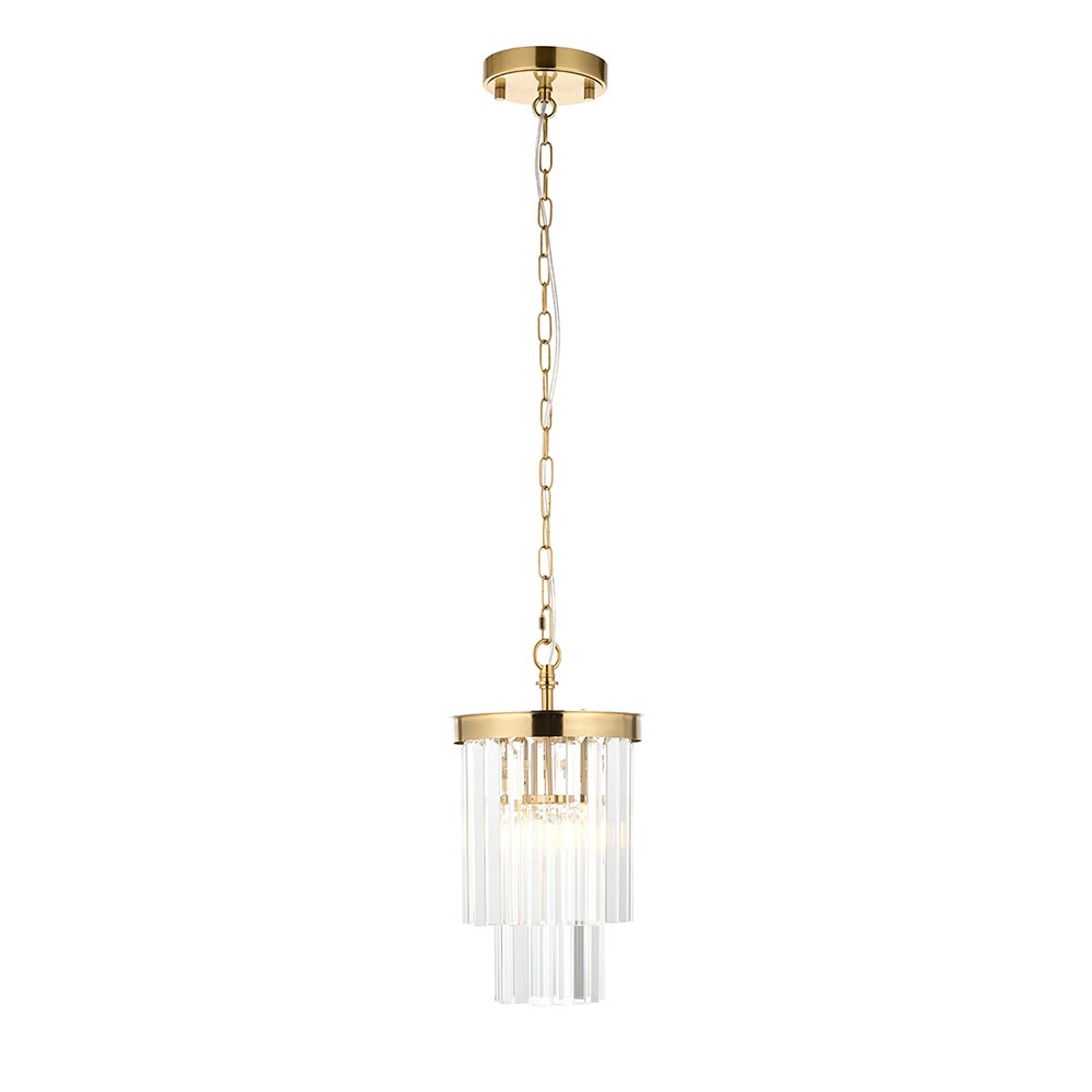 Carmel 1 Light Glass Pendant Light In Brushed Aged Brass
