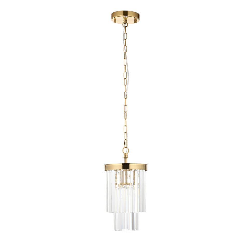Carmel 1 Light Glass Pendant Light In Brushed Aged Brass