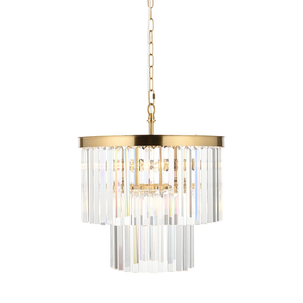 Carmel 4 Light Glass Pendant Light In Brushed Aged Brass