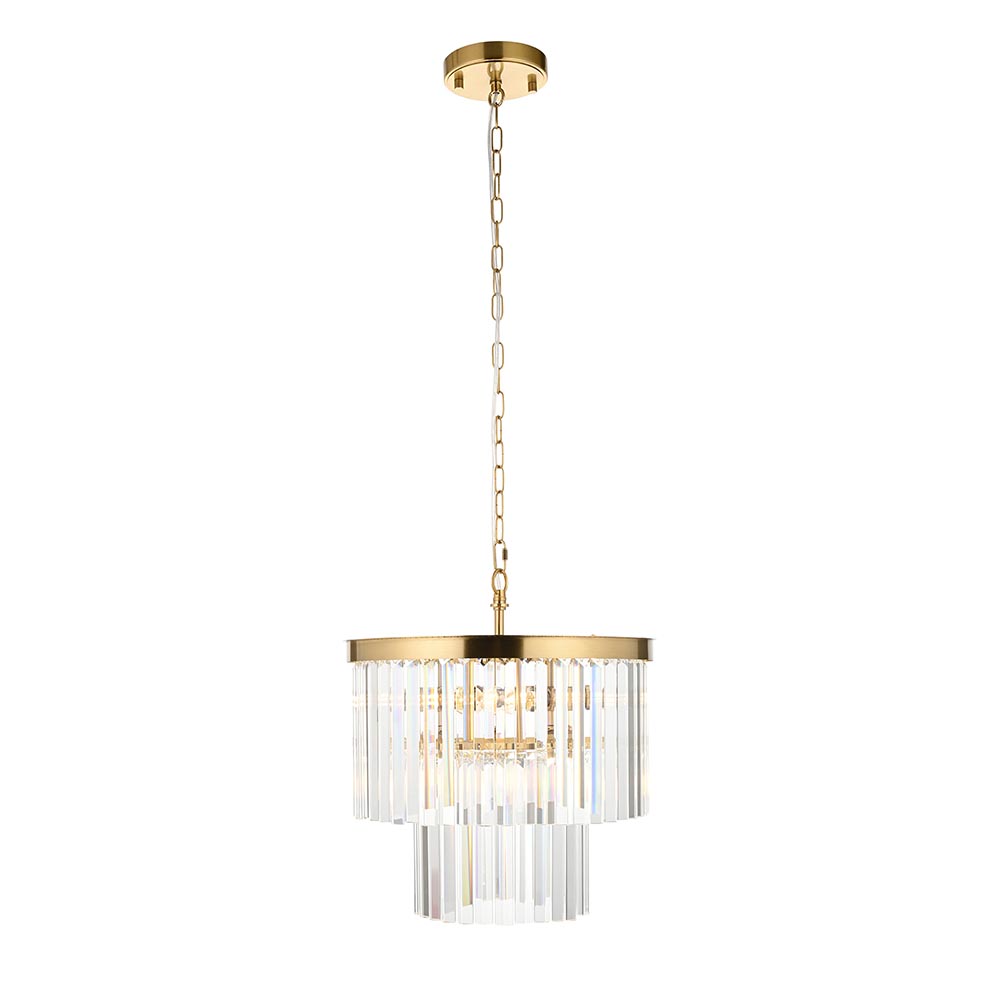 Carmel 4 Light Glass Pendant Light In Brushed Aged Brass