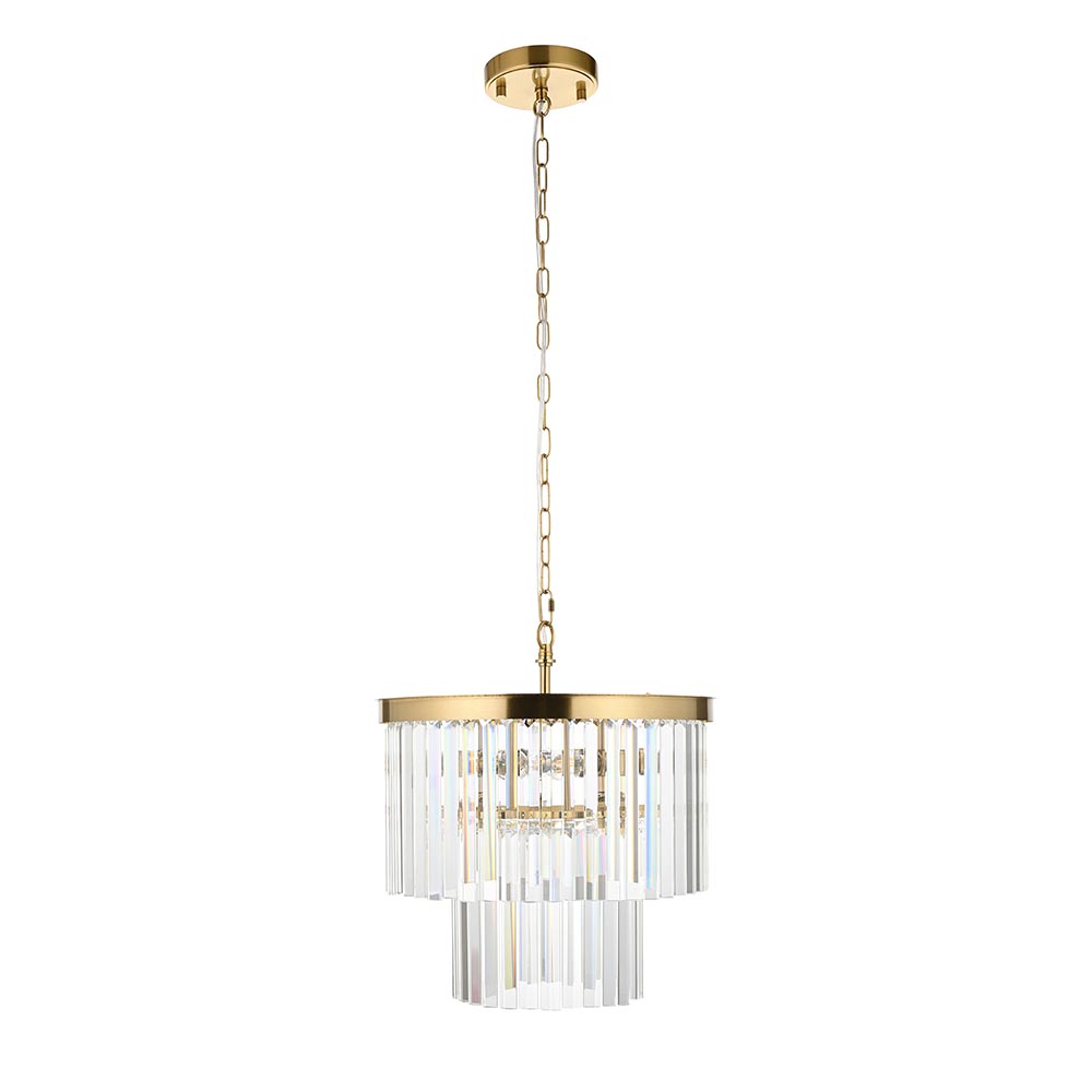 Carmel 4 Light Glass Pendant Light In Brushed Aged Brass