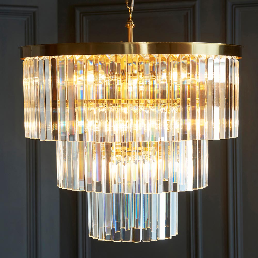 Carmel 7 Light Glass Pendant Light In Brushed Aged Brass