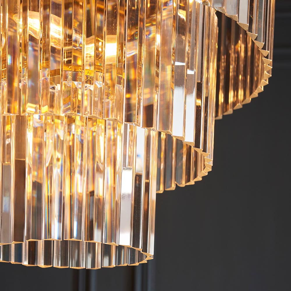 Carmel 7 Light Glass Pendant Light In Brushed Aged Brass