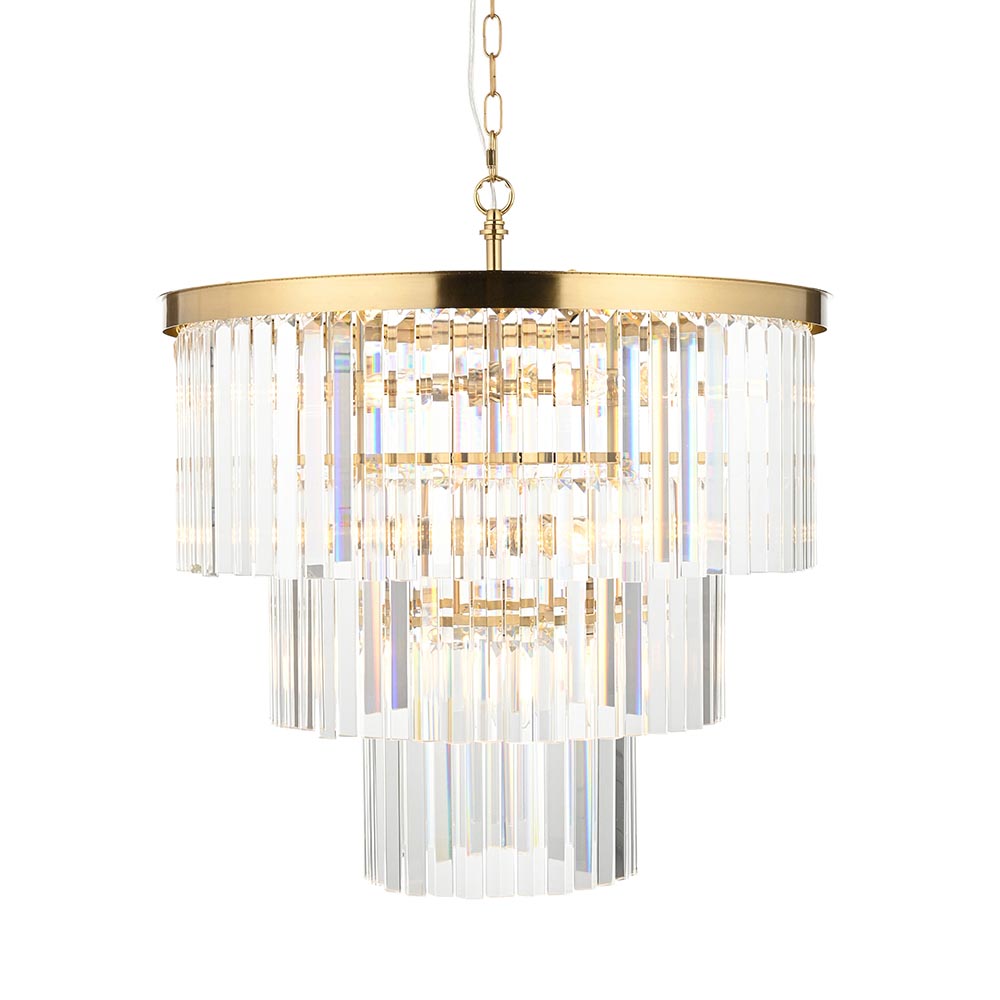 Carmel 7 Light Glass Pendant Light In Brushed Aged Brass