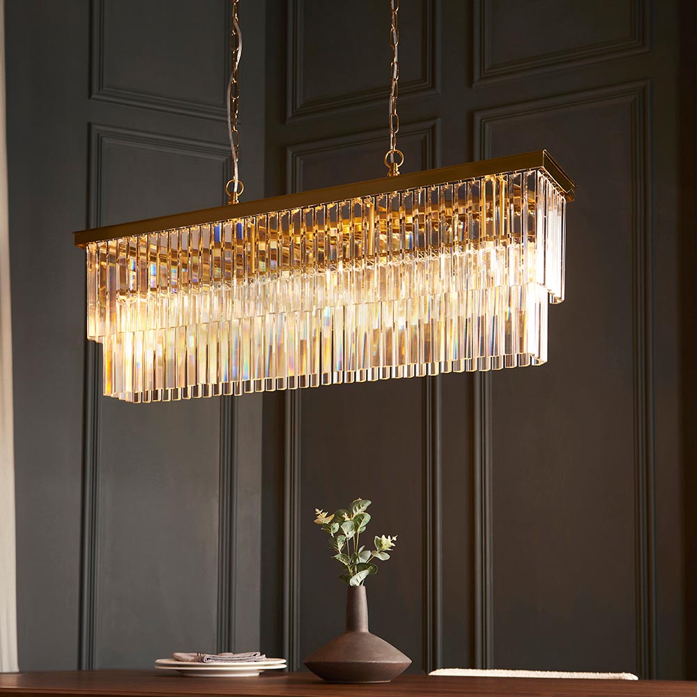 Carmel Glass Pendant Ceiling Light In Brushed Aged Brass