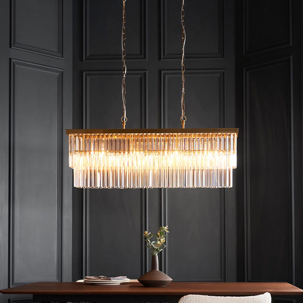 Carmel Glass Pendant Ceiling Light In Brushed Aged Brass