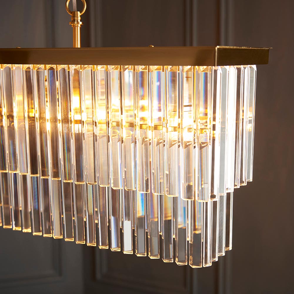Carmel Glass Pendant Ceiling Light In Brushed Aged Brass