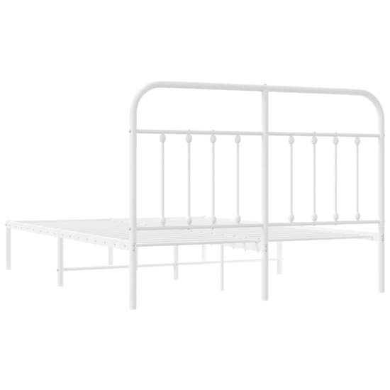 Carmel Metal Double Bed With Headboard In White