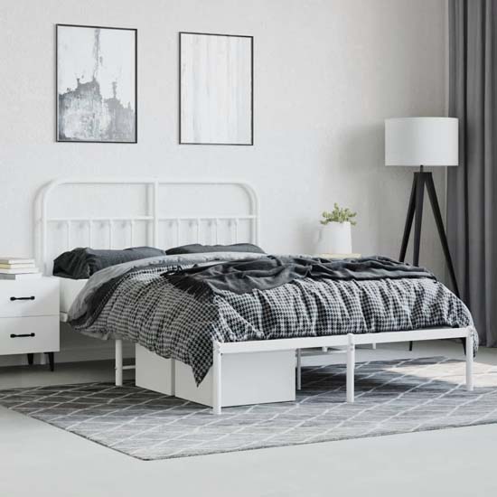 Read more about Carmel metal king size bed with headboard in white