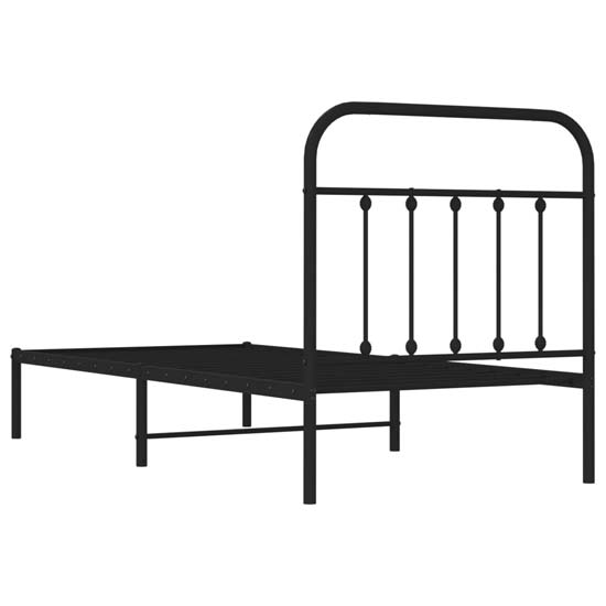 Carmel Metal Single Bed With Headboard In Black
