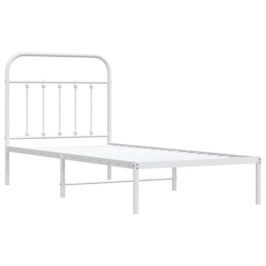 Carmel Metal Single Bed With Headboard In White