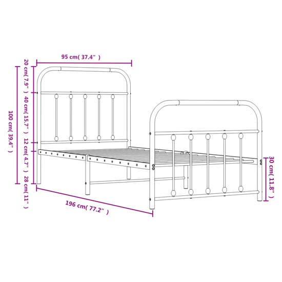 Carmel Metal Single Bed In White